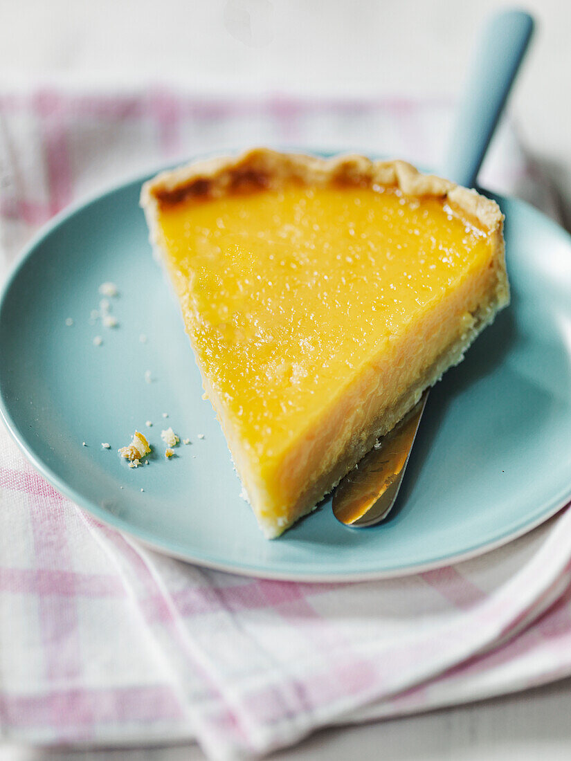 A slice of classic French lemon tart