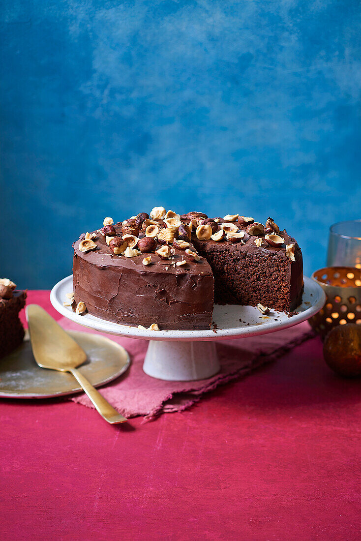 Chocolate hazelnut cake made with ingredients from the larder