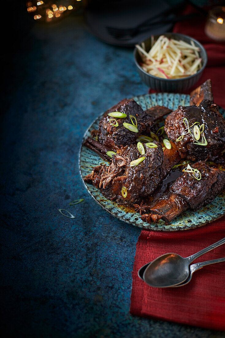 Gochujang short ribs served with raw apple salad