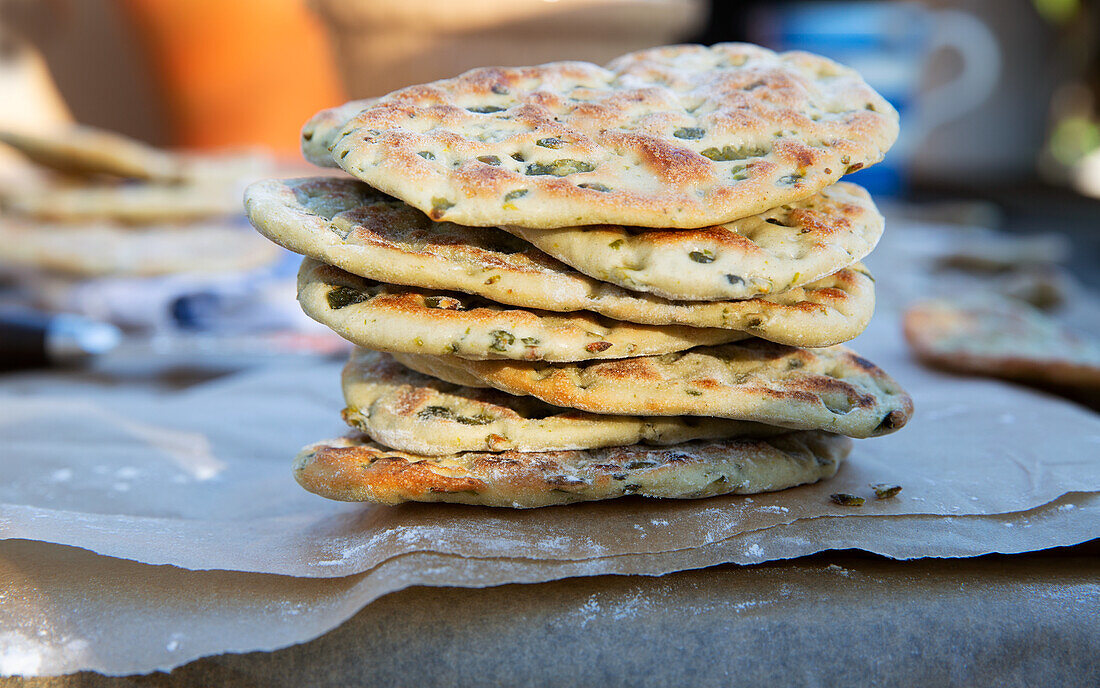 Pita bread with pistachios