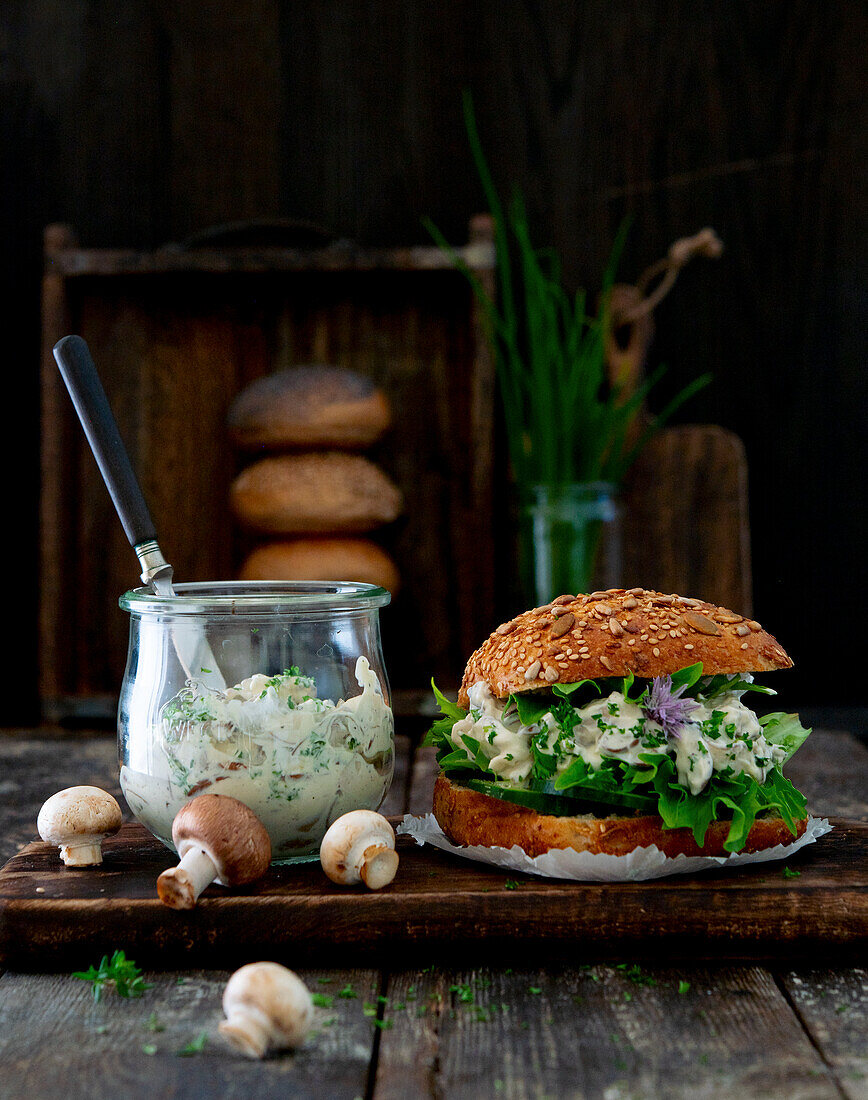 Sandwiches with mushroom salad