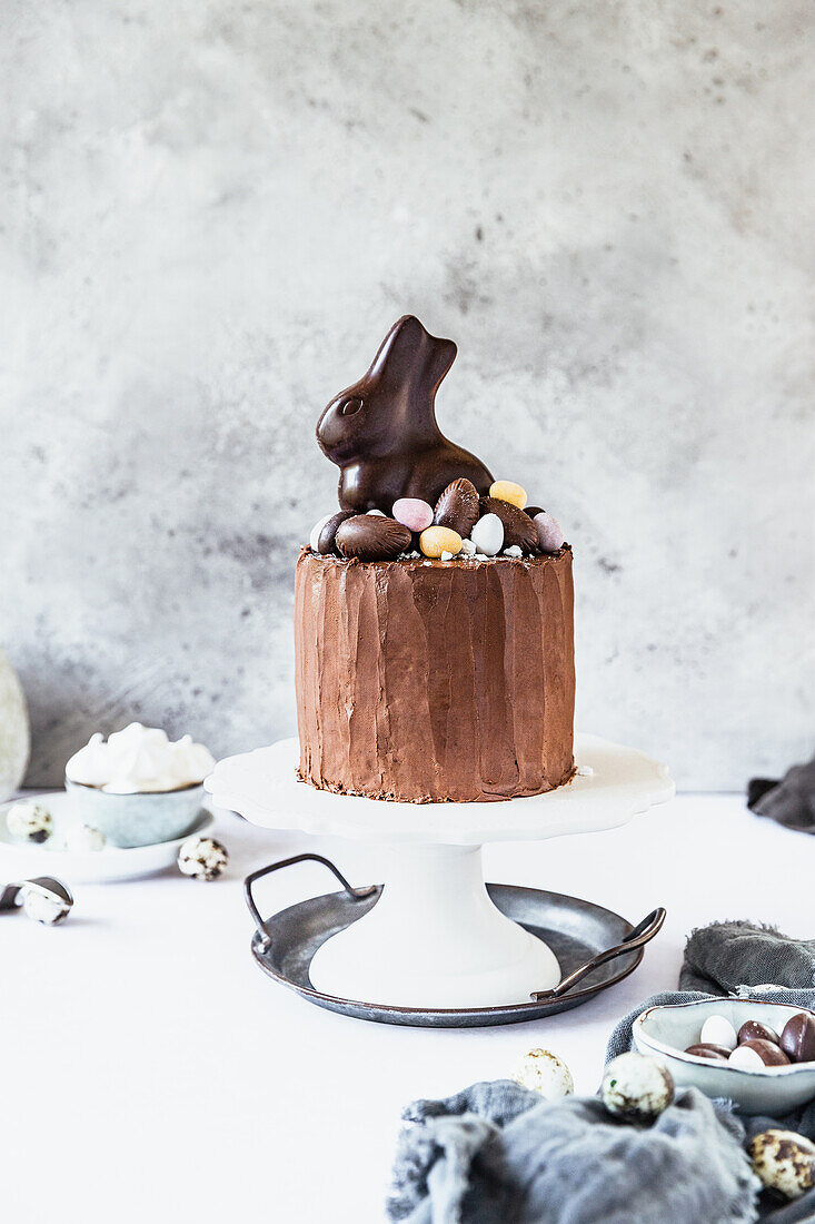 Vertical Easter chocolate wrapped cake