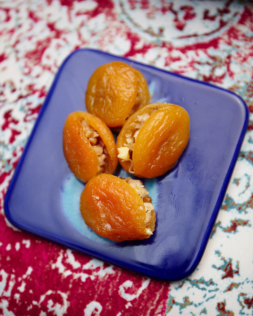 Dried baked apricots with walnuts (Turkey)