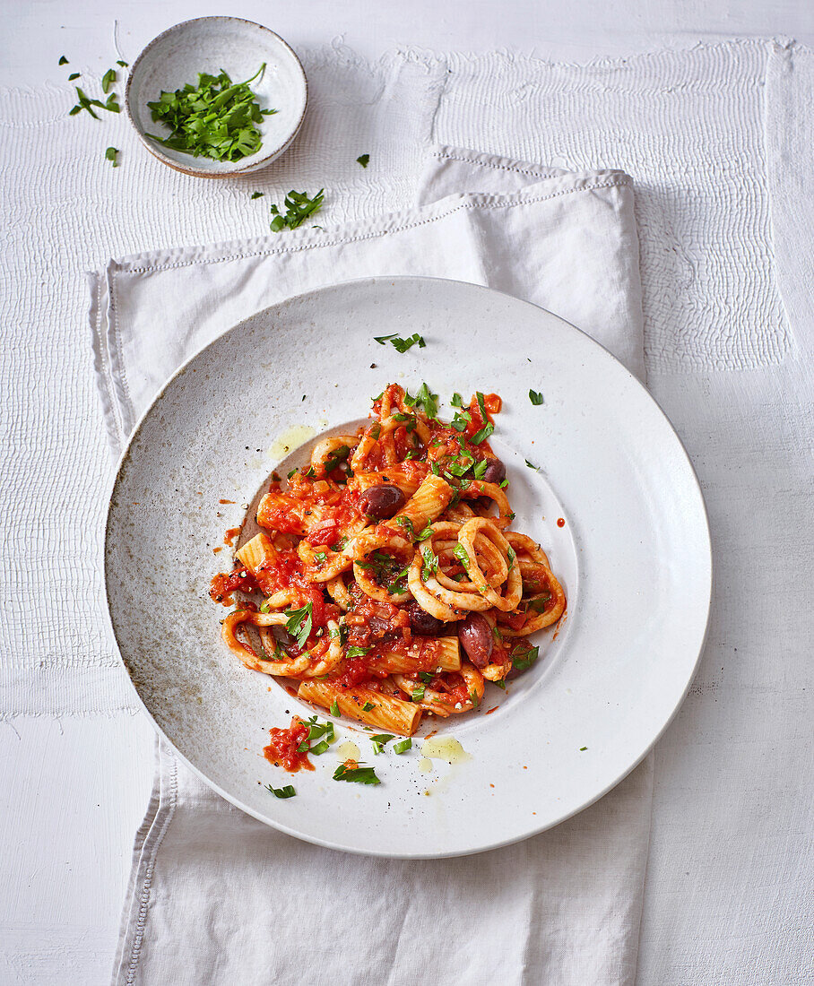 Tortiglioni with squid