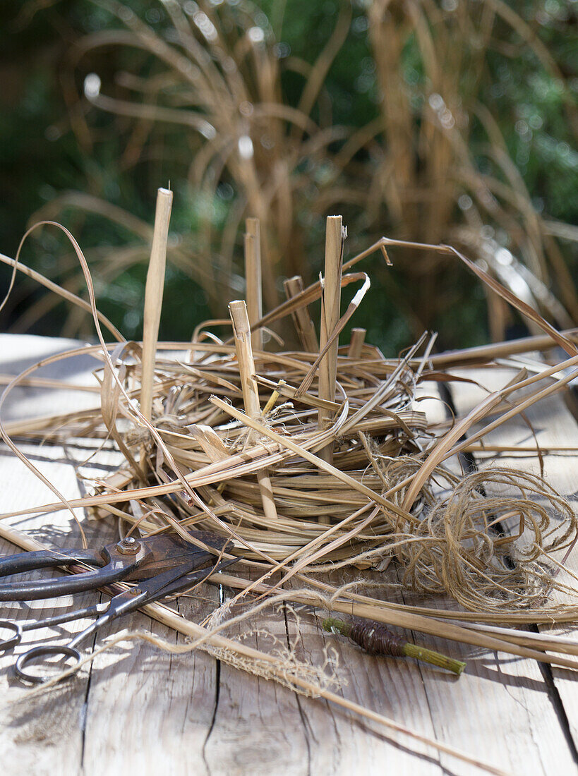 Small wreath made from dried grass