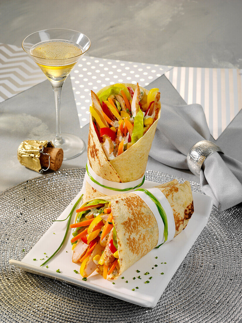 Chicken and vegetable wraps