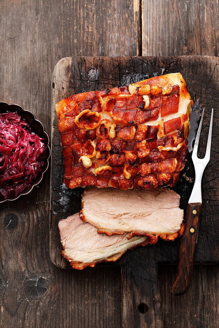 Bavarian roast pork with red cabbage