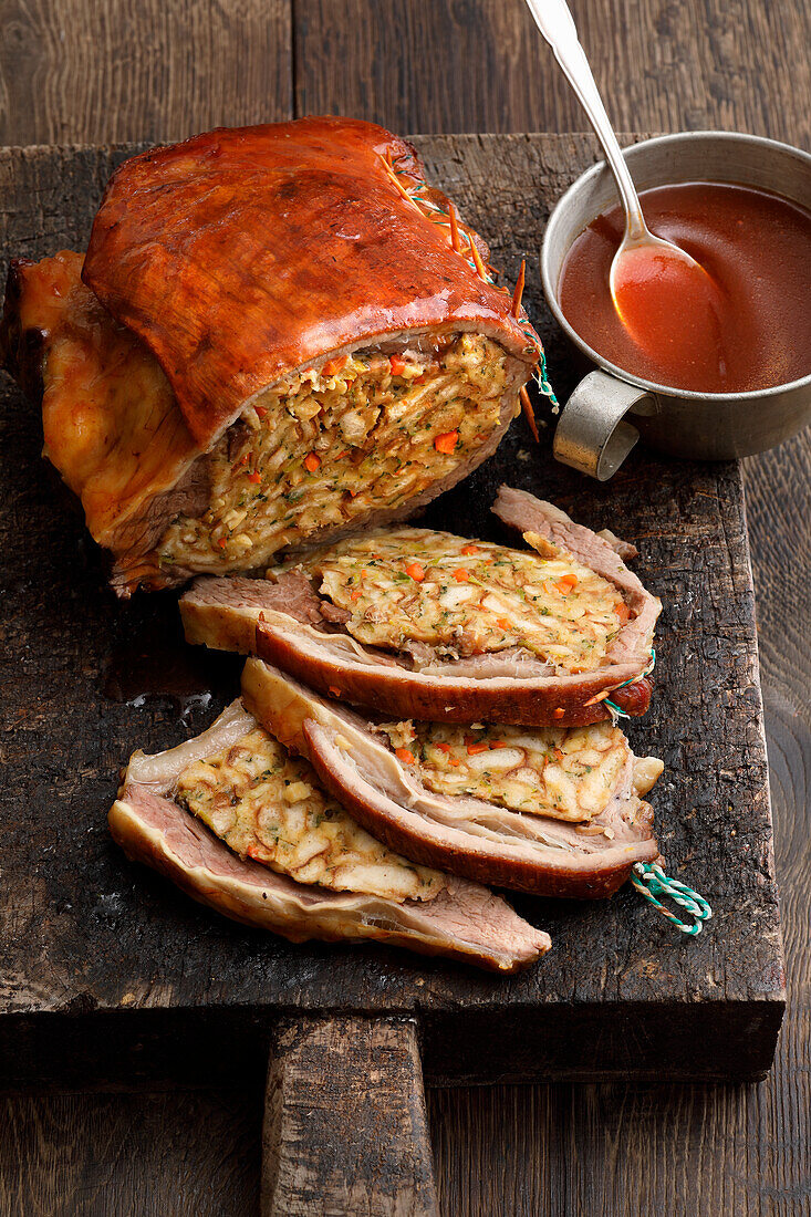 Bavarian veal breast with pretzel stuffing
