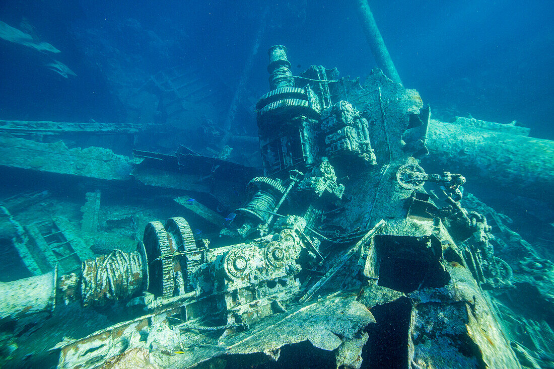 Überreste des Schiffswracks der Kinsei Maru an der Nordostseite der Silver Bank, Dominikanische Republik, Große Antillen, Karibik, Mittelamerika