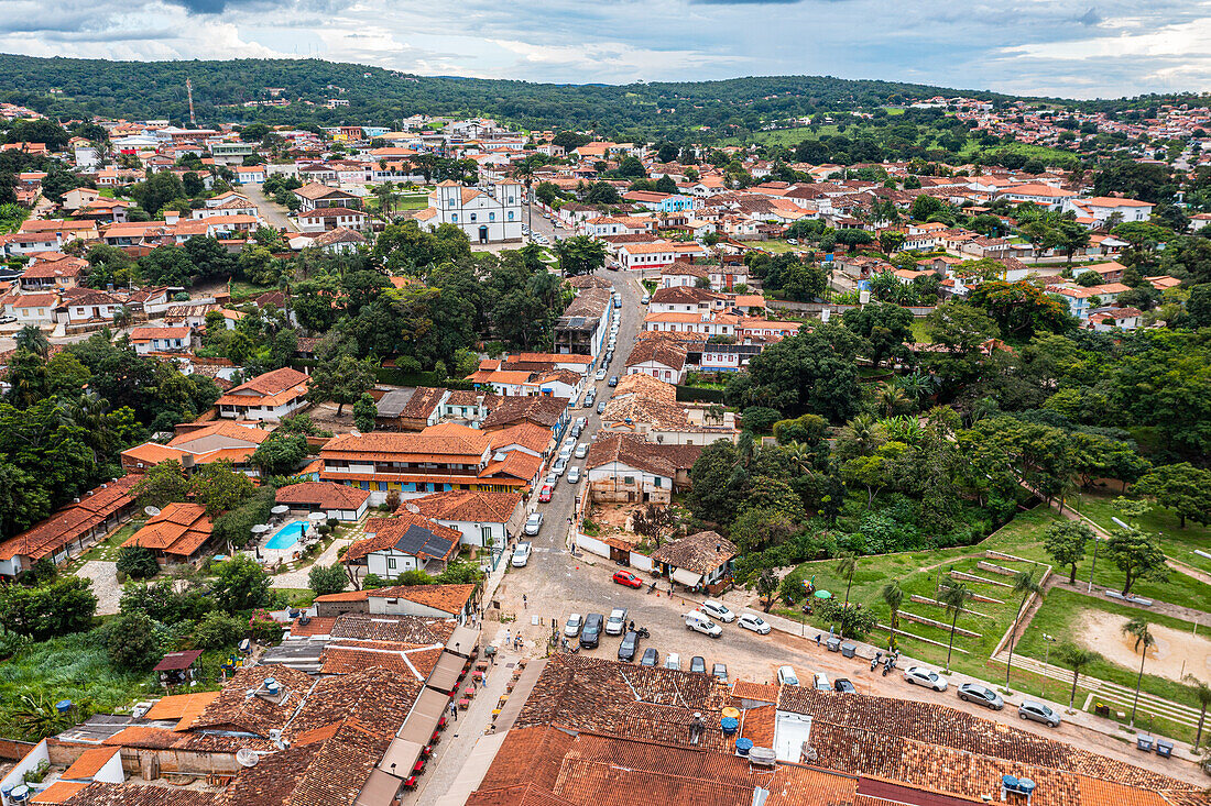 Luftaufnahme von Pirenopolis, Goias, Brasilien, Südamerika