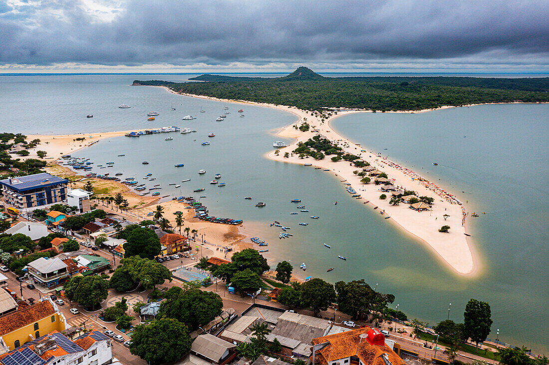 Long sandy beach in Alter do Chao along the Amazon River, Para, Brazil, South America