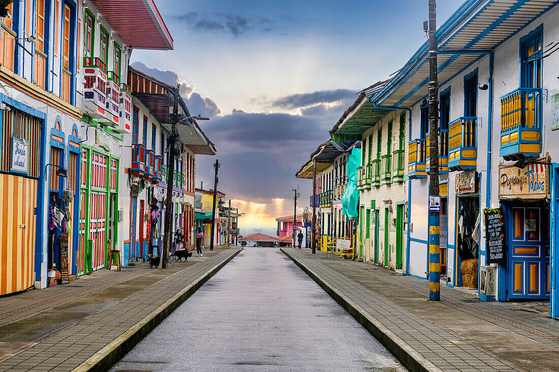 Colourful houses in Filandia, UNESCO World Heritage Site, Coffee Cultural Landscape, Colombia, South America