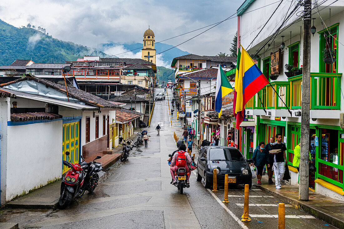 Straßenszene, Salento, UNESCO-Welterbe, Kaffee-Kulturlandschaft, Kolumbien, Südamerika
