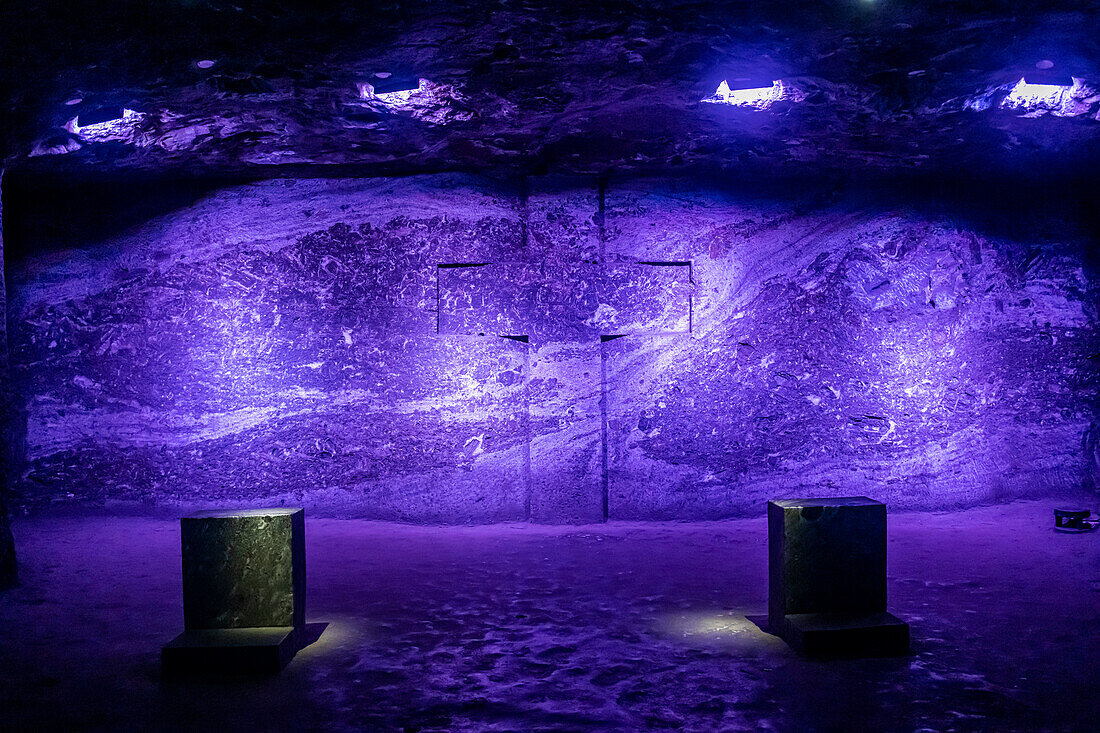 Christian cross, Salt cathedral of Zipaquira, Colombia, South America