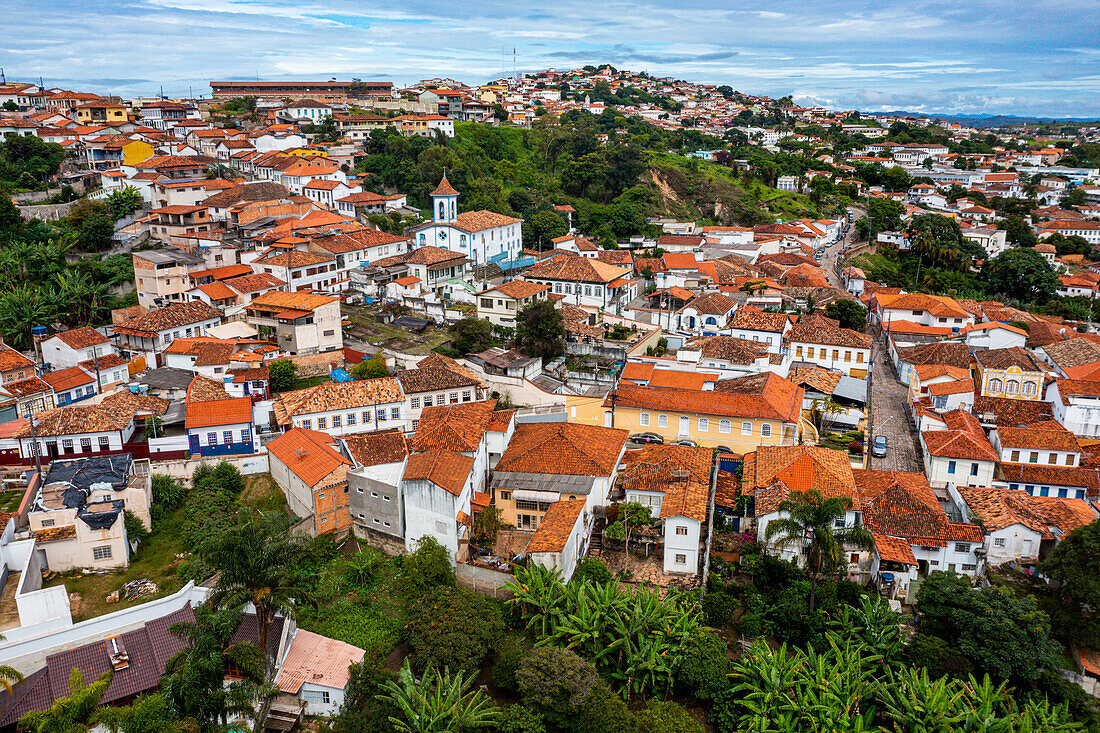 Luftaufnahme von Diamantina, UNESCO-Welterbestätte, Minas Gerais, Brasilien, Südamerika