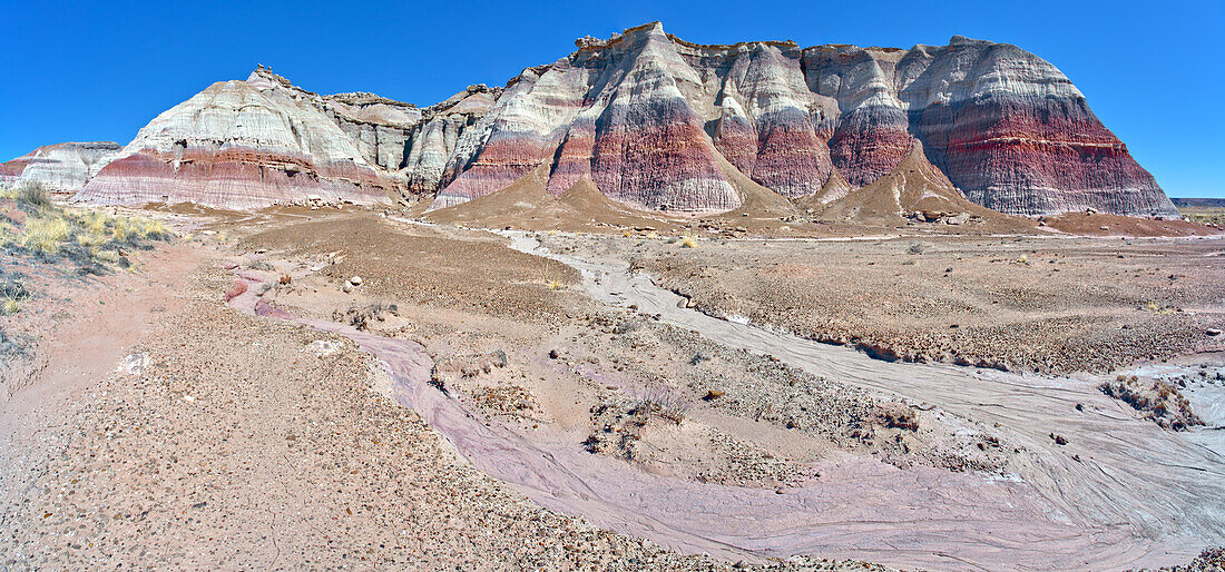 South side of Damnation Mesa on the north end of Devil's Playground in Petrified Forest National Park, Arizona, United States of America, North America