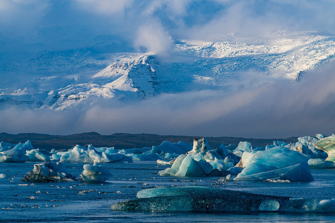 Icebergs in Jokulsarlon glacier lagoon, Iceland, Polar Regions