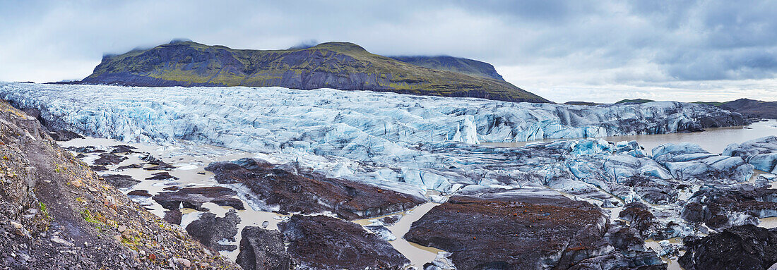 Svinafellsjokull-Gletscher, Skaftafell-Nationalpark, an der Südseite der Vatnajokull-Eiskappe, Vatnajokull-Nationalpark, Island, Polargebiete