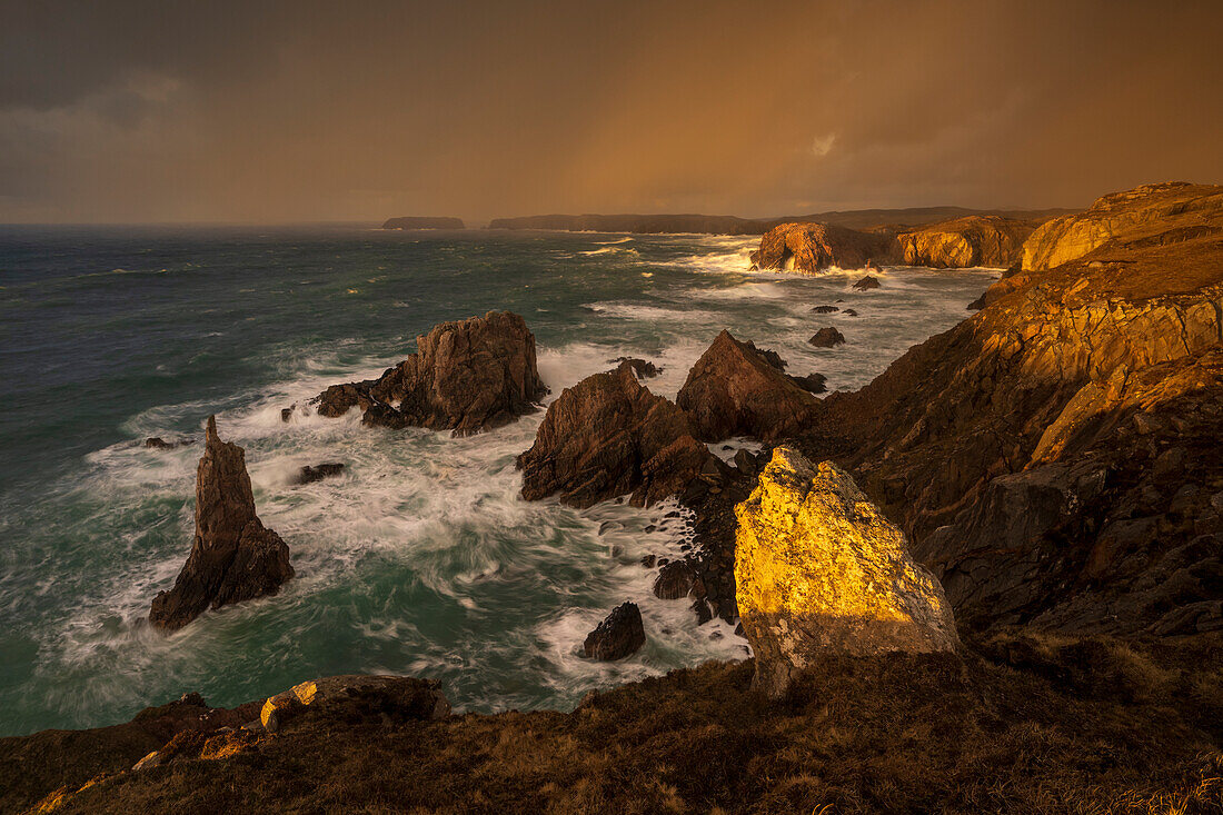 Damastige Bedingungen bei Mangersta, Mangersta Beach, Isle of Lewis and Harris, Äußere Hebriden, Schottland, Vereinigtes Königreich, Europa