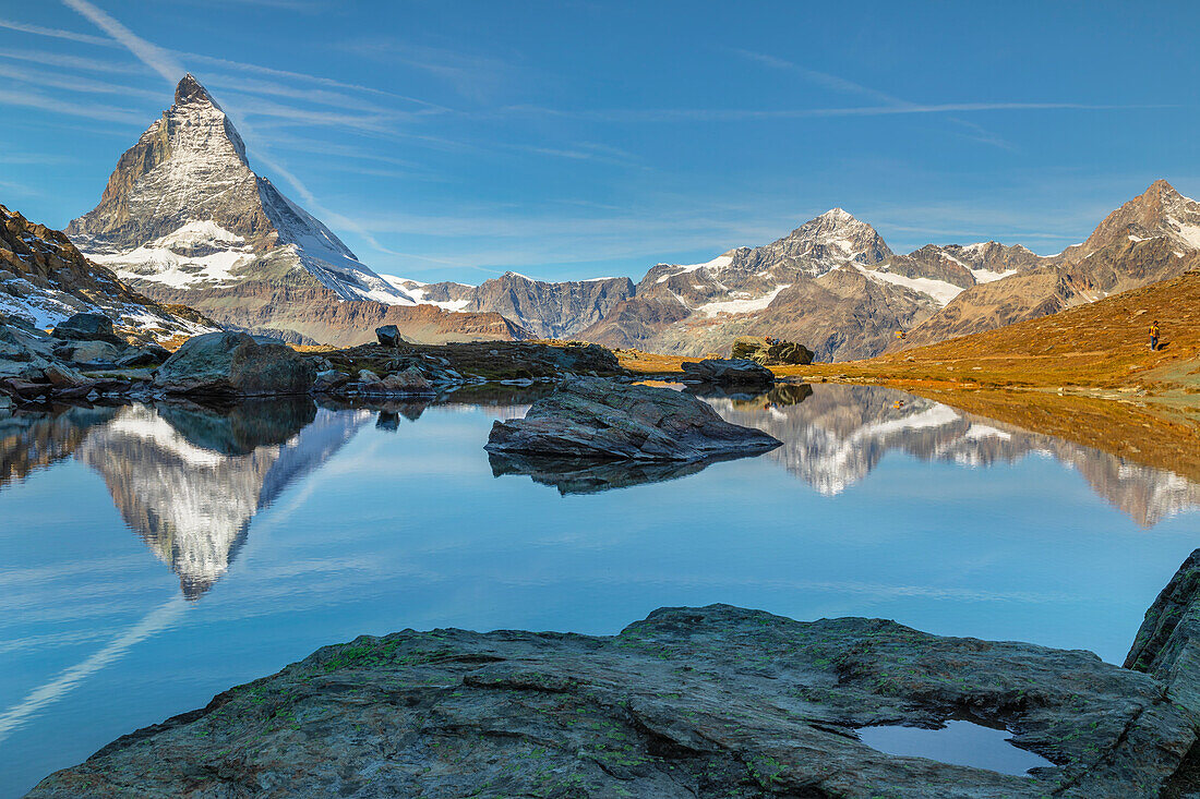 Riffelsee mit Matterhorn, 4478m, Zermatt, Wallis, Schweizer Alpen, Schweiz, Europa