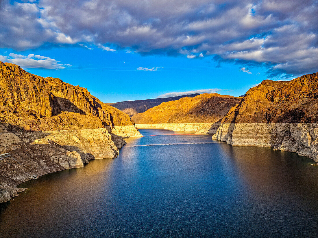 Hoover Dam at sunset, Nevada, United States of America, North America