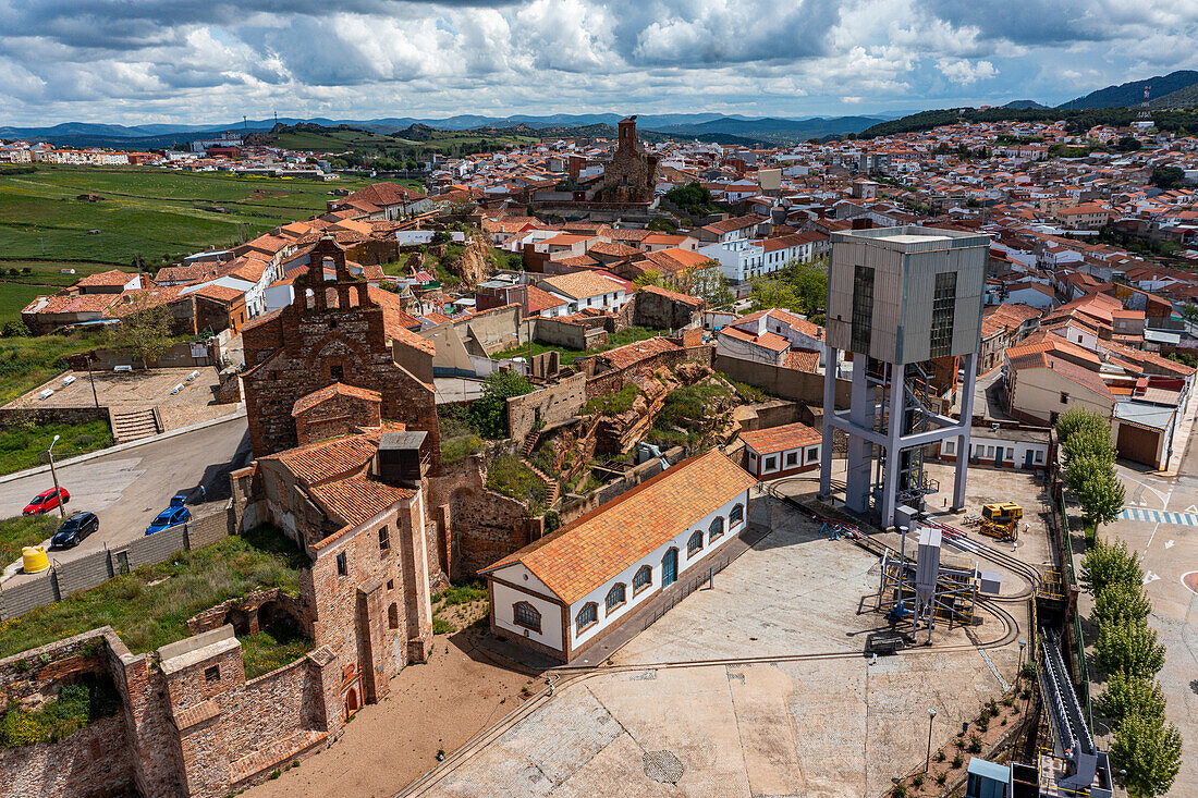 Luftaufnahme der alten Mine, Heritage of Mercury, UNESCO-Welterbe, Almaden, Kastilien-La Mancha, Spanien, Europa
