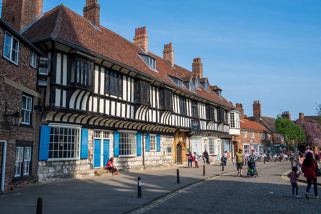 Tudor architecture on College Street, City of York, Yorkshire, England, United Kingdom, Europe
