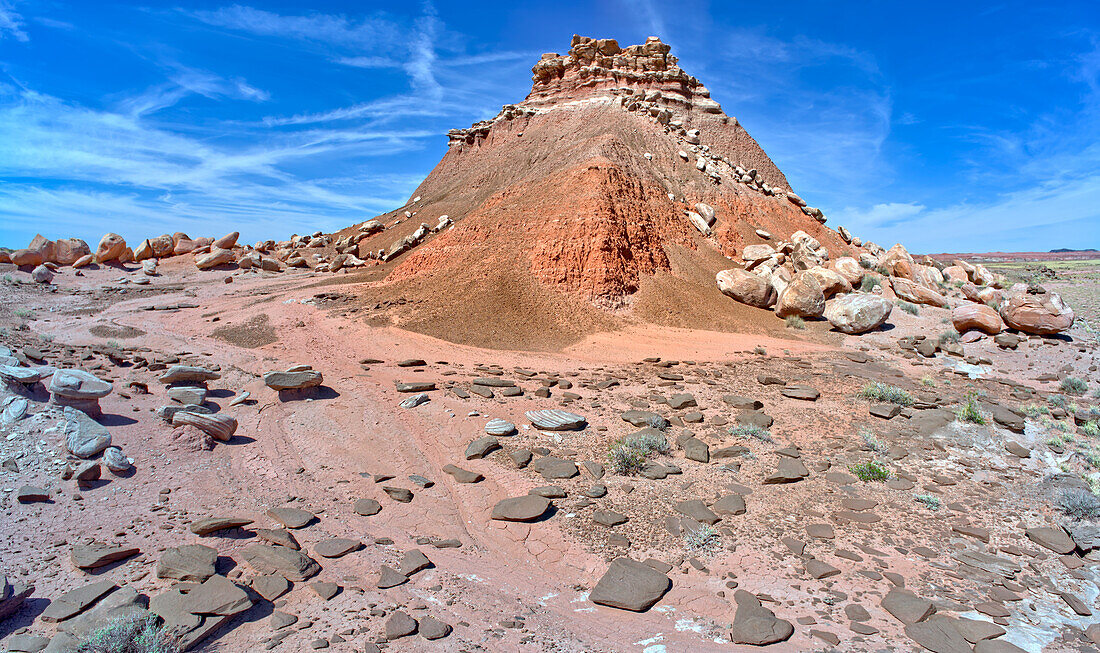 Formation west of Pintado Point called Pintado's Castle, in Petrified Forest National Park, Arizona, United States of America, North America