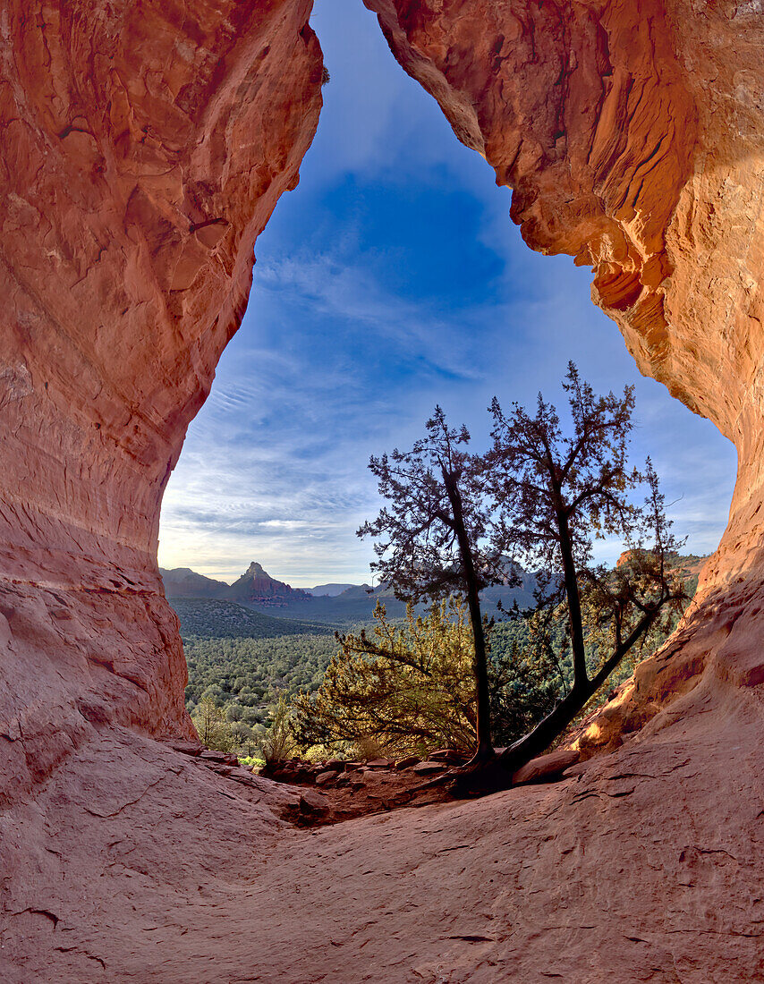 The Birthing Cave on the side of Mescal Mountain where Indian women came to give birth in ancient times, Sedona, Arizona, United States of America, North America