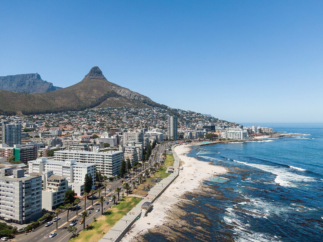 Aerial view of Sea Point, Cape Town, Western Cape, South Africa, Africa