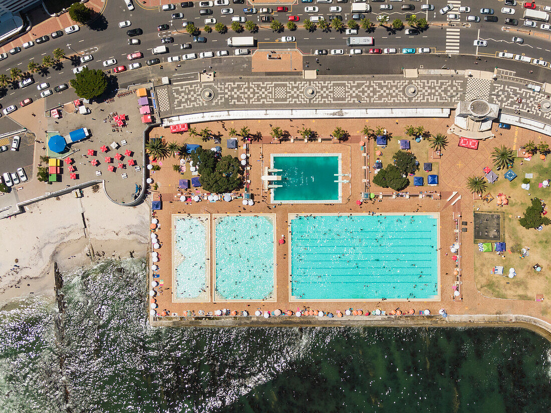 Aerial view of Sea Point, Cape Town, Western Cape, South Africa, Africa