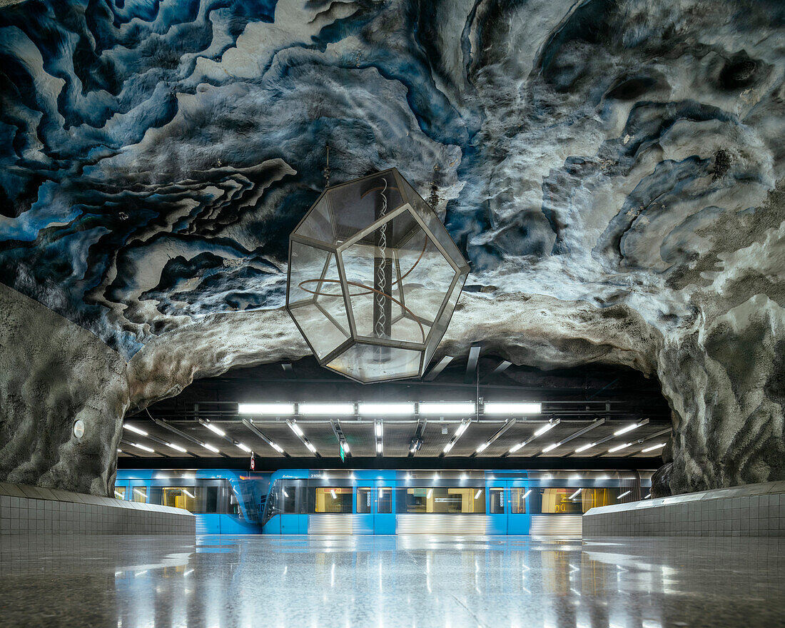 Innenansicht der U-Bahn-Station Tekniska Hogskolan, Stockholm, Sodermanland und Uppland, Schweden, Skandinavien, Europa
