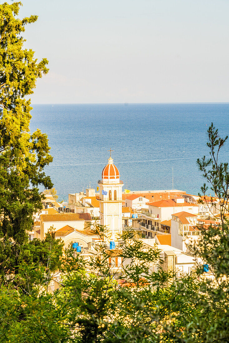 Elevated view over Zante Town, Zakynthos island, Greek Islands, Greece, Europe