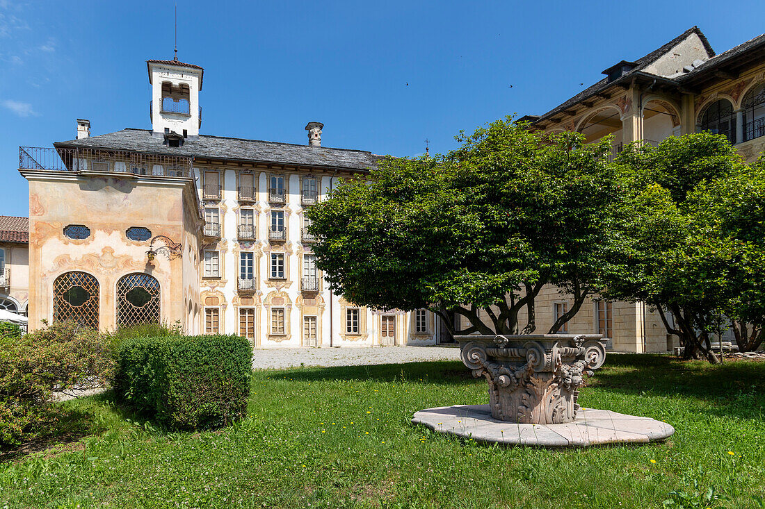 Villa Nigra, historic building in the center of the town of Miasino, Orta lake, Novara District, Piedmont, Italian Lakes, Italy, Europe