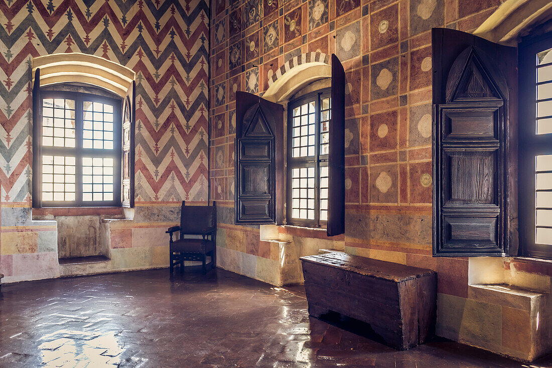 Hall of Fasti, Rocca di Angera, Angera, Lake Maggiore, Varese province, Lombardy, Italy, Europe