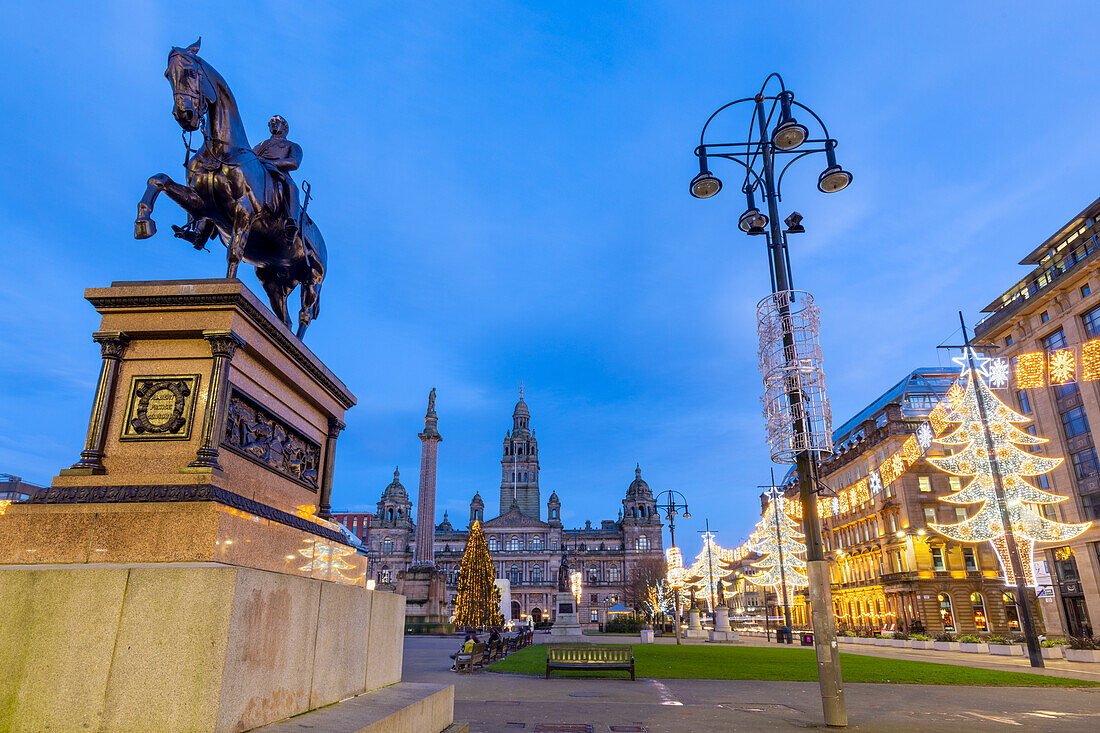 George Square Christmas lights, Glasgow, Scotland, United Kingdom, Europe