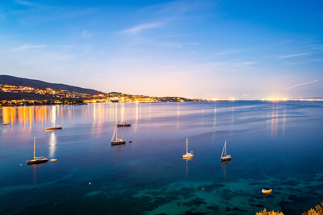 Nacht in der Bucht von Palma, Mallorca, Balearische Inseln, Spanien, Mittelmeer, Europa