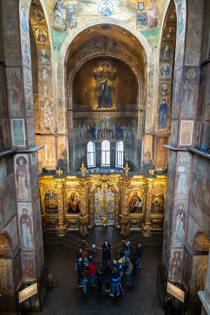 The interior of Saint Sophia Cathedral, UNESCO World Heritage Site, Kyiv (Kiev), Ukraine, Europe