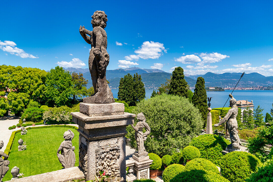 Die Gärten des Palazzo Borromeo, Isola Bella, Lago Maggiore, Bezirk Verbania, Piemont, Italienische Seen, Italien, Europa