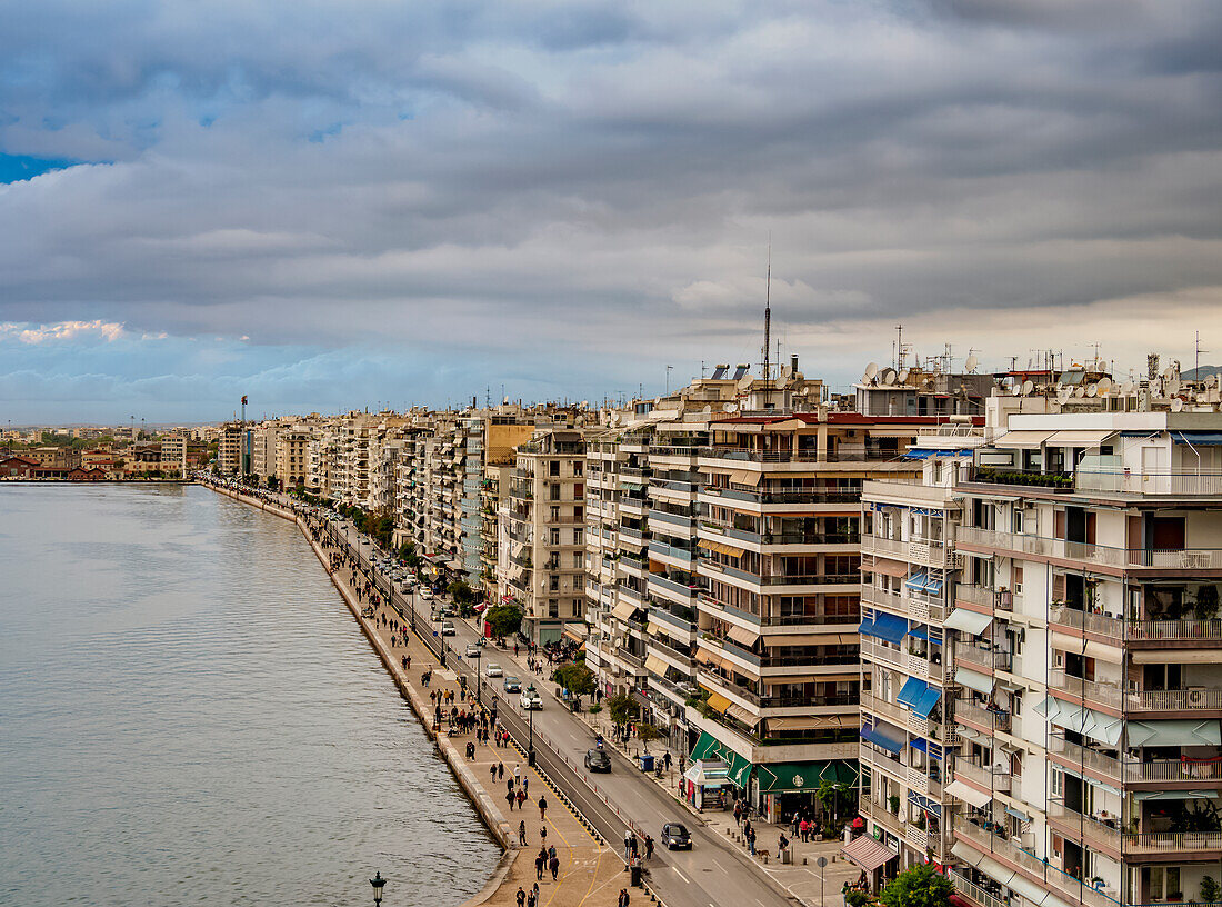 Waterfront, elevated view, Thessaloniki, Central Macedonia, Greece, Europe