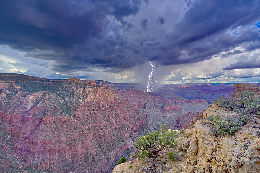 A storm rolling across Grand Canyon near the Sinking Ship formation, viewed from Coronado Ridge, Grand Canyon National Park, UNESCO World Heritage Site, Arizona, United States of America, North America