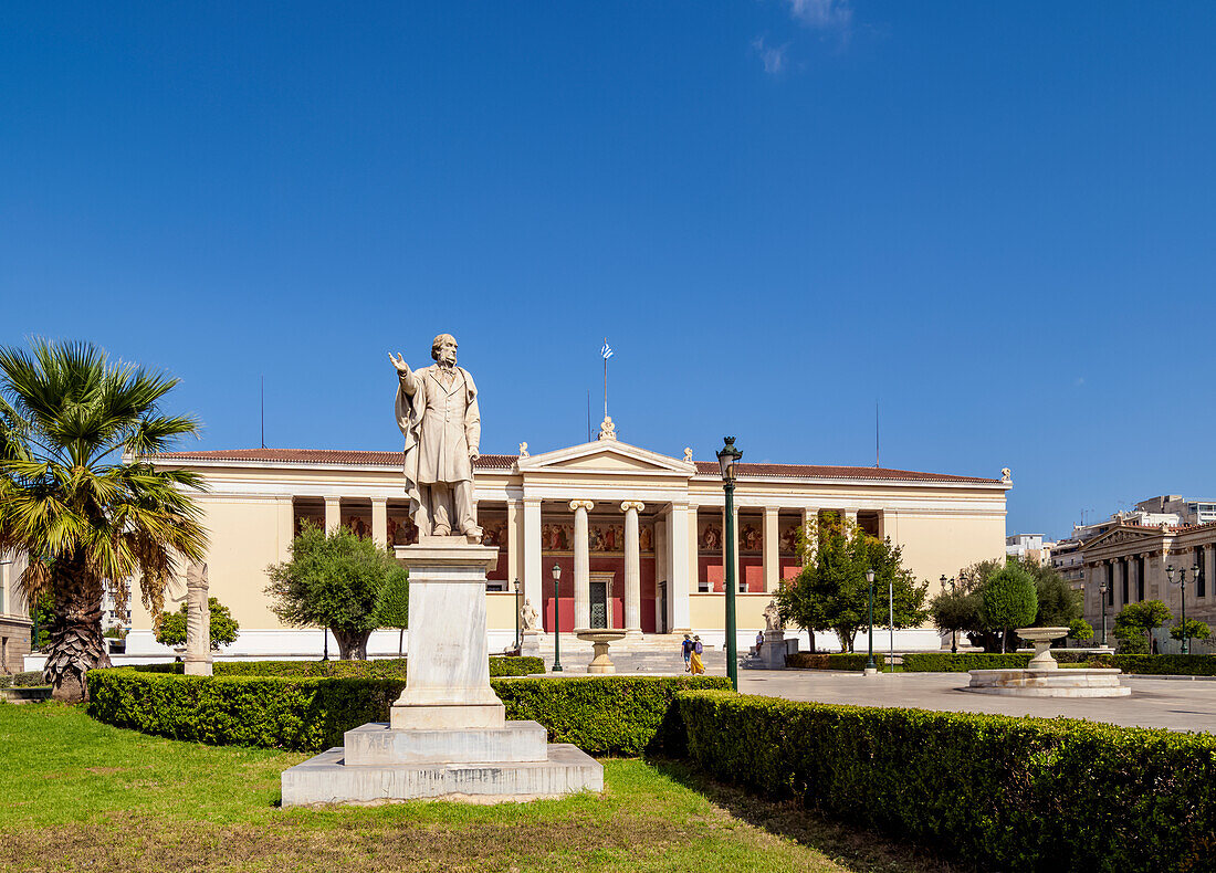 Statue of William Ewart Gladstone in front of The National and Kapodistrian University of Athens, Athens, Attica, Greece, Europe