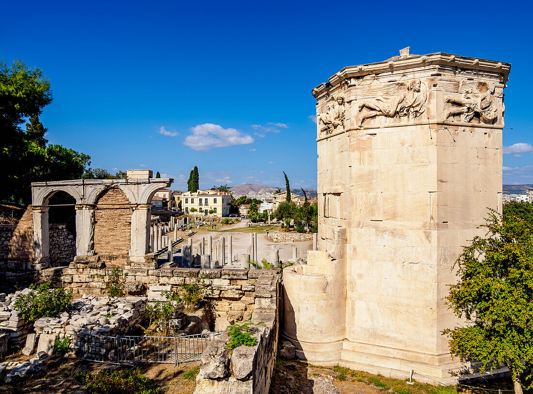 Turm der Winde (Horologion des Andronikos Kyrrhestes), Forum Romanum, Athen, Attika, Griechenland, Europa