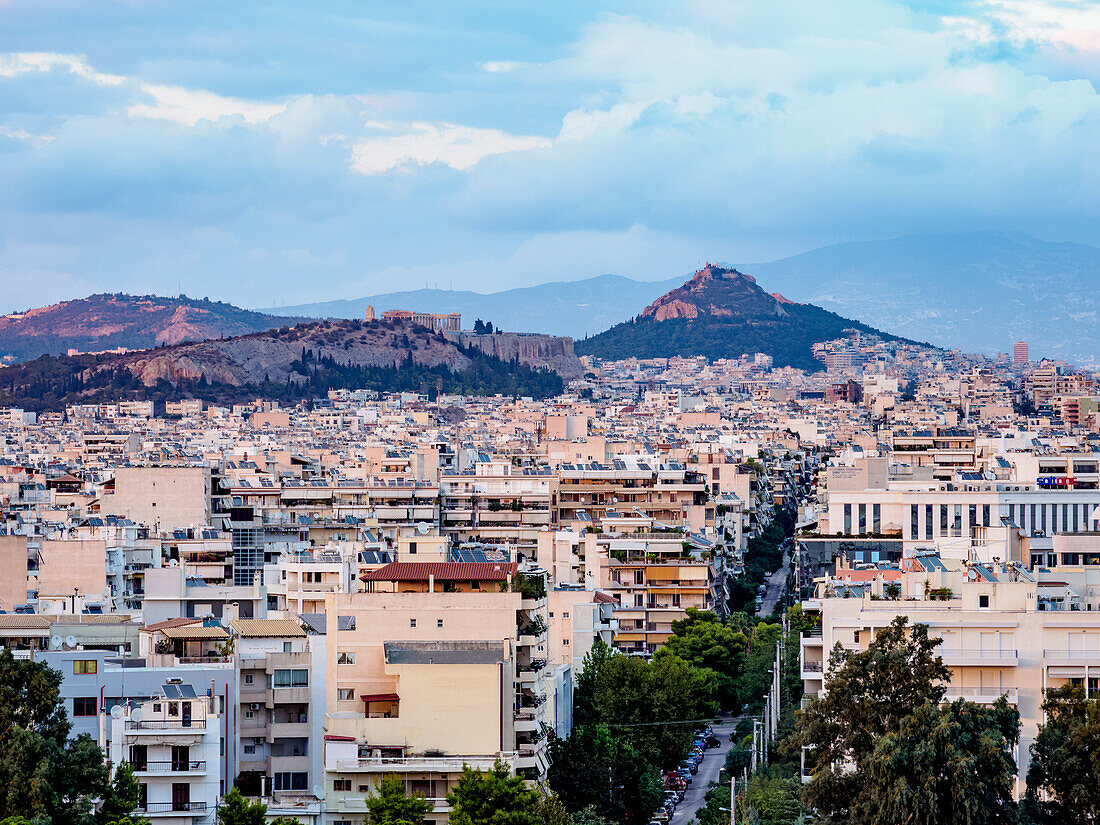 Blick auf den Berg Lycabettus, Athen, Attika, Griechenland, Europa