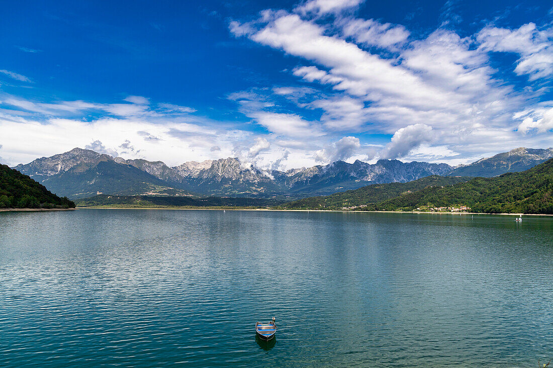 Lake Santa Croce, Alpago, Belluno, Dolomites, Veneto, Italy, Europe