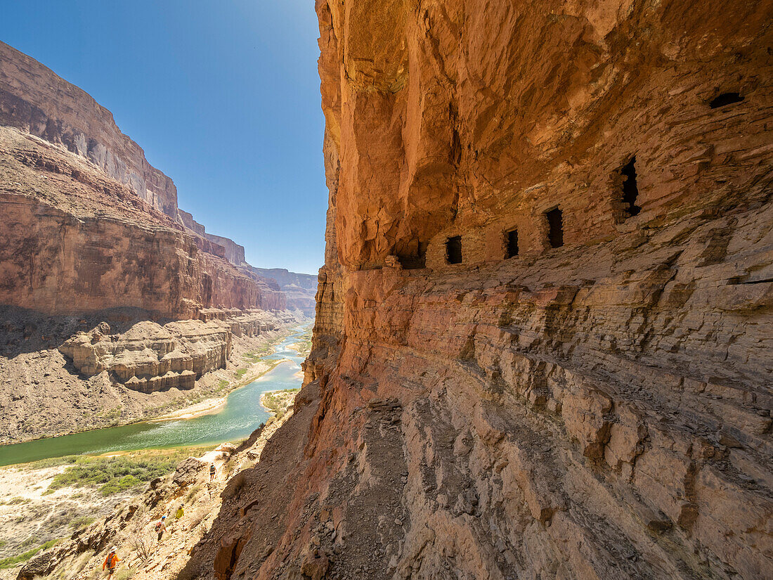 A view of the Puebloan granaries at Upper Nankoweap, Grand Canyon National Park, Arizona, United States of America, North America