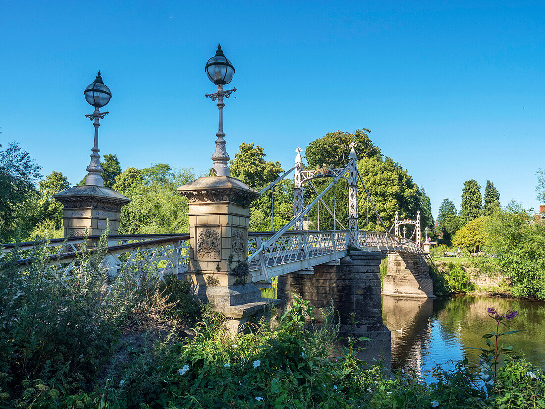 Victoria Bridge über den Fluss Wye in Hereford, Herefordshire, England, Vereinigtes Königreich, Europa