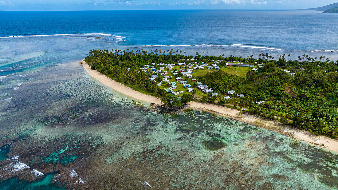 Luftaufnahme der Lavena-Halbinsel, Bouma-Nationalpark, Taveuni, Fidschi, Südpazifik, Pazifik