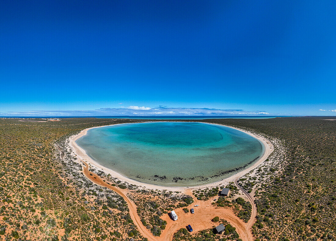 Aerial of Little Lagoon, Denham, Shark Bay, UNESCO World Heritage Site, Western Australia, Australia, Pacific