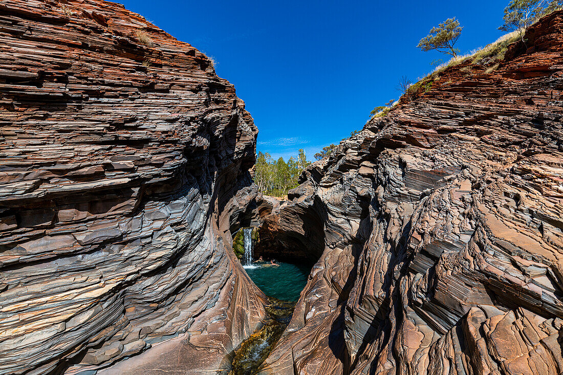 Thermalbad in der Hammersley-Schlucht, Karijini-Nationalpark, Westaustralien, Australien, Pazifik